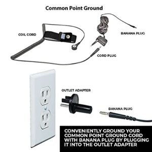 Static Care ESD Mat Workstation Ground Kit - 15' Common Point with Banana Plug, Universal Snap Kit, Banana Plug Adapter, 6' Coil Cord with Alligator Clip, Black Fabric Wrist Band 4mm