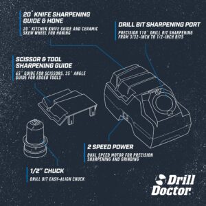 Drill Doctor X2 Drill Bit and Knife Sharpener With Removable Guide System