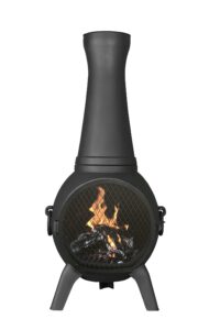 the blue rooster prairie fire chiminea outdoor fireplace - wood burning cast aluminum deck or patio firepit