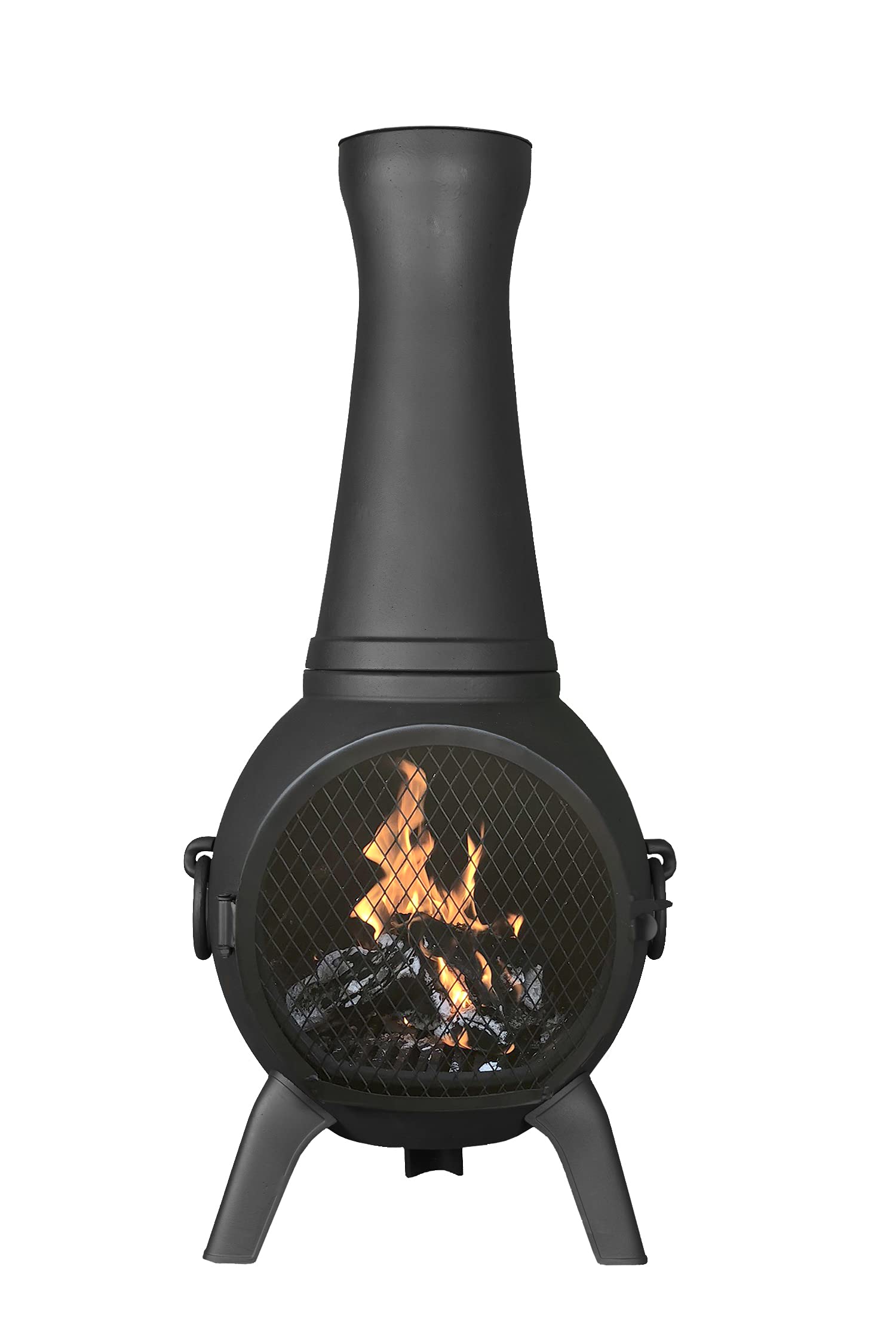 The Blue Rooster Prairie Fire Chiminea Outdoor Fireplace - Wood Burning Cast Aluminum Deck or Patio Firepit