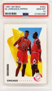 michael jordan & scottie pippen (chicago bulls) 1991-92 skybox basketball #462 card - psa 10 gem mint (new label)