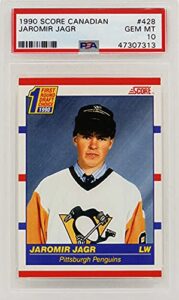 jaromir jagr (pittsburgh penguins) 1990 score canadian hockey #428 rc rookie card - psa 10 gem mint