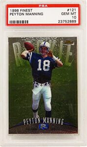 peyton manning (colts) 1998 topps finest football #121 rc rookie card - psa 10 gem mint