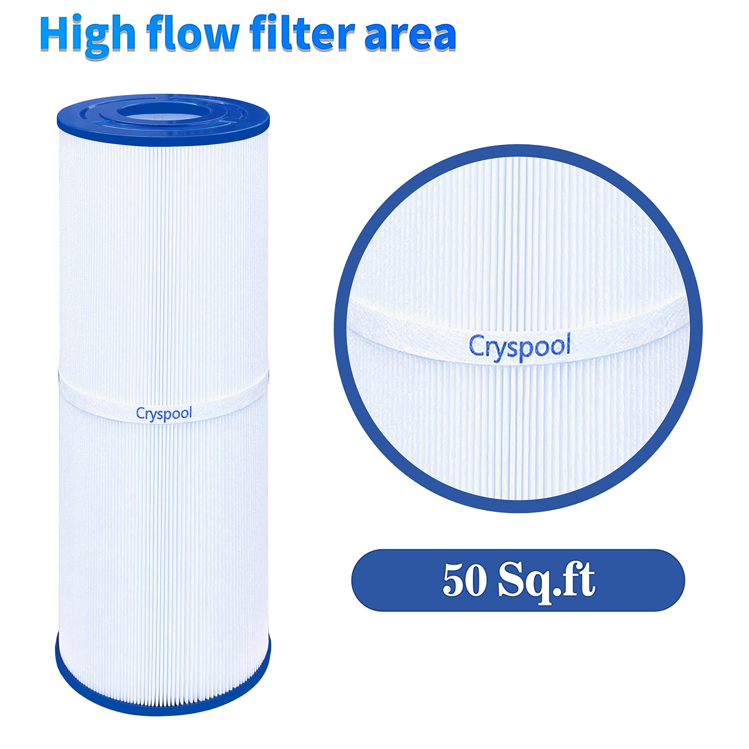 Cryspool 50 sq. ft Spa Filter Compatible with C-4950, PRB50-IN, FC-2390, Guardian 413-212-02, J200 Series Filter, 03FIL1600,373045, Cal Spa Hot Tub Filter Replacements, 2 Pack