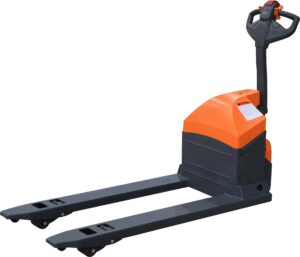 tory carrier electric pallet jack/truck power lithium battery 3300lb capacity 48x27 forks used in warehousing and handling-orange style