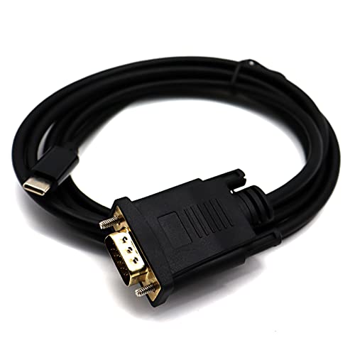 Disscool Type C to VGA Cable, 1.8 Meter USB C to VGA Cable, Display Port of Phone/Computer/Laptop to VGA of Monitor/Projector Gold-Plated Adapter HD line Converter