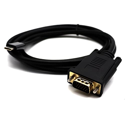 Disscool Type C to VGA Cable, 1.8 Meter USB C to VGA Cable, Display Port of Phone/Computer/Laptop to VGA of Monitor/Projector Gold-Plated Adapter HD line Converter