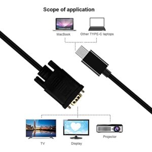Disscool Type C to VGA Cable, 1.8 Meter USB C to VGA Cable, Display Port of Phone/Computer/Laptop to VGA of Monitor/Projector Gold-Plated Adapter HD line Converter