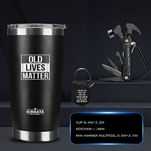 Birthday Gifts for Men-Boyfriend Valentines Day Gifts for Him Retirement Gifts for Men Dad Grandpa Old Lives Still Matter Unique Presents Ideas Tumbler Hammer Multitool