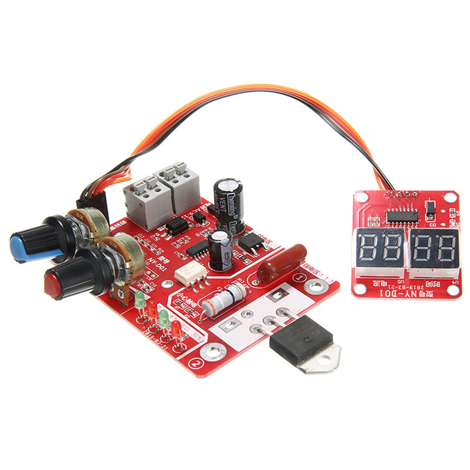 qiguch66 NY-D01 Spot-welder Control Board Digital Display High Precision 40A/100A Spot-welder Time Current Controller Board for Spot Welding - 100a