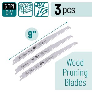 Bates- Wood Pruning Reciprocating Saw Blades, 9 Inch, 3 Pack, Sawzall Blades, Reciprocating Saw Blades, Sawzall Pruning Blades, Pruning Blade for Reciprocating Saw, Wood Saw Blades
