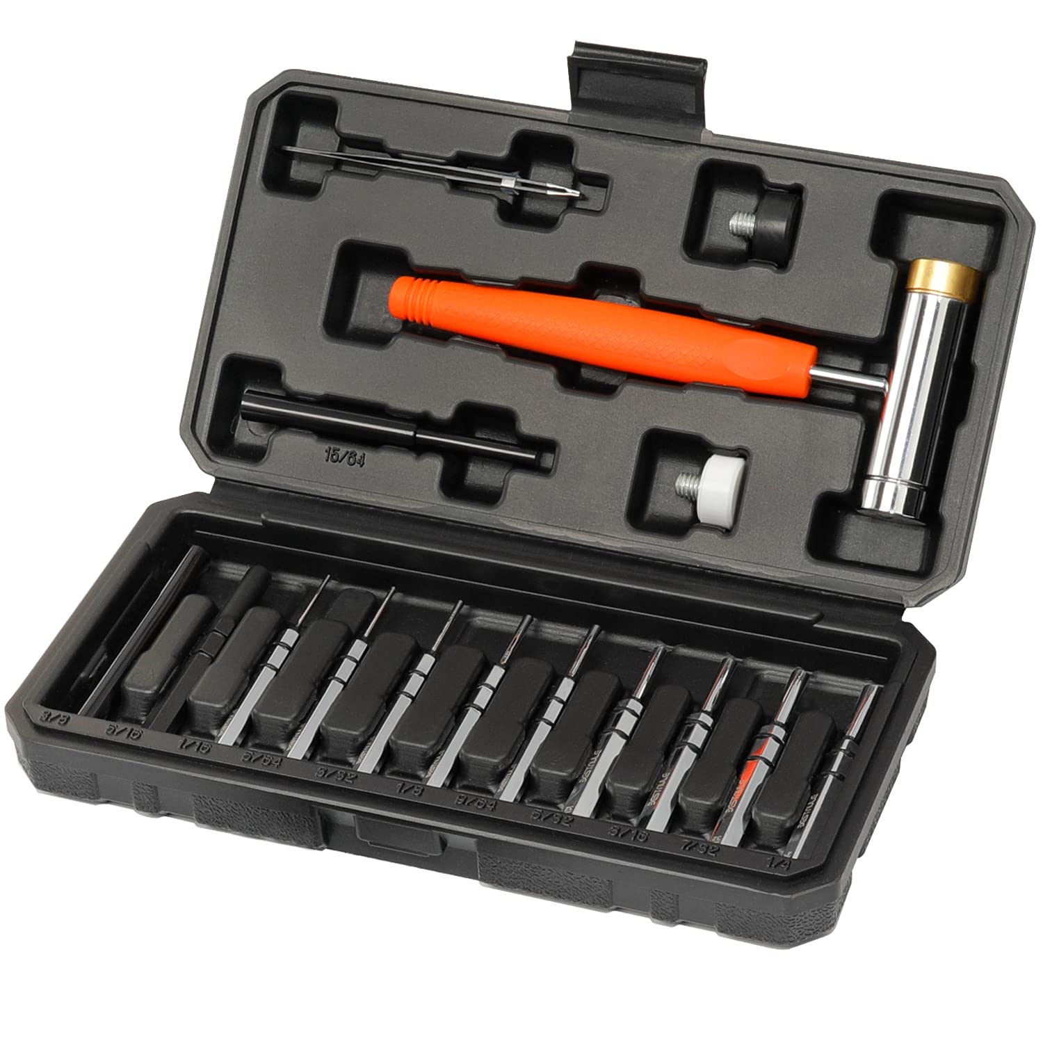 BESTNULE Punch Set, Punch Tools, Roll Pin Punch Set, Made of Solid Material Including Steel Punches and Hammer, Ideal for Maintenance (Without Bench Block)