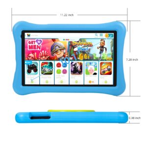 AWOW Kids Tablet, 10" Tablet pc for Kids, IPS HD Display 1280x800, Kidoz Pre-Installed, Parent Control, 2GB Ram 32GB Storage, Bluetooth, Wi-Fi, Dual Cameras, Kid-Proof Case, Stylus, Color Blue