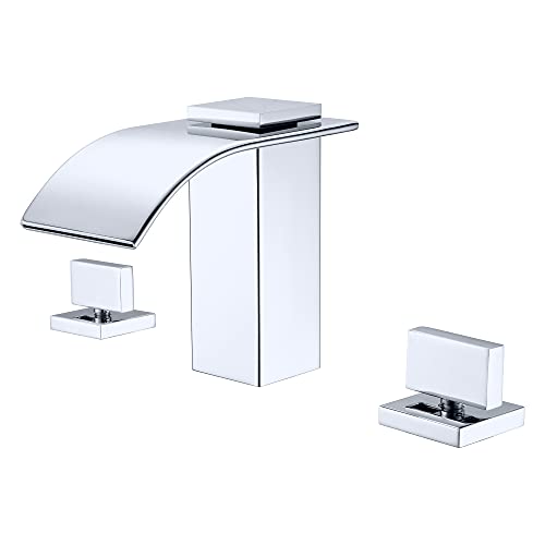 sumerain Waterfall 8 Inch Widespread Bathroom Sink Faucet 3 Hole Chrome Finish