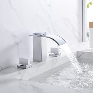 sumerain Waterfall 8 Inch Widespread Bathroom Sink Faucet 3 Hole Chrome Finish