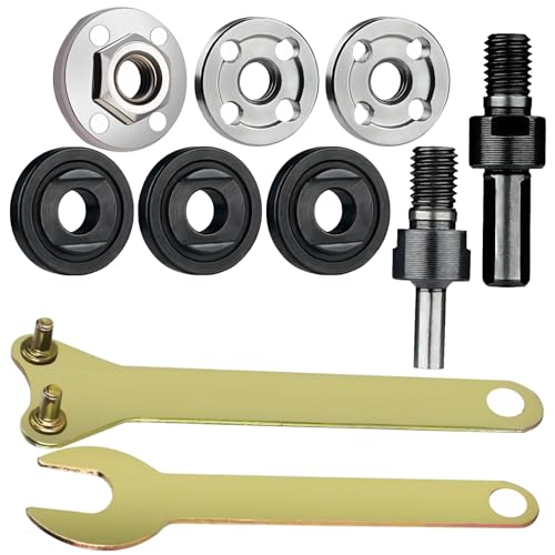 Motcoda Electric Drill Grinder Wheel Disc Adapter 6mm & 10mm 10mm & 10mm Adjustable Rotary Driver Cutter Shaft Accessories 2 Spanner 2 Shaft 6 Nut 1Ring Kit Combo For Metal Deburring 11 Pice Set