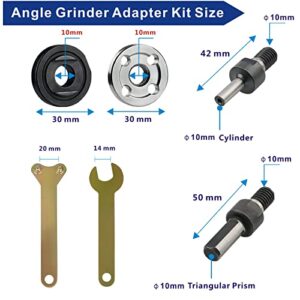 Motcoda Electric Drill Grinder Wheel Disc Adapter 6mm & 10mm 10mm & 10mm Adjustable Rotary Driver Cutter Shaft Accessories 2 Spanner 2 Shaft 6 Nut 1Ring Kit Combo For Metal Deburring 11 Pice Set