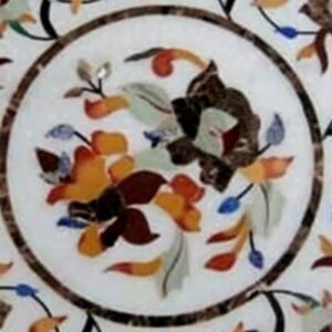 Pietra Dura White Marble Round 27" x 27" Inch Dining Table Top, Stone Coffee Table Top, Marble Centre Table Top Natural Indian Makrana White Marble Table Top, Piece Of Conversation