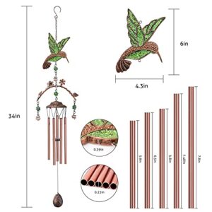 Wind Chimes - Hummingbird Wind Chimes for Outside Deep Tone 34 inches 5 Aluminum Tubes, Birthday Anniversary Hummingbird Gifts for Mom, Grandma, Daughter, Decoration for Home, Garden, Patio, Backyard