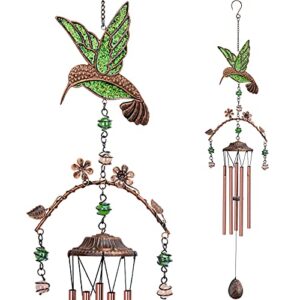 wind chimes - hummingbird wind chimes for outside deep tone 34 inches 5 aluminum tubes, birthday anniversary hummingbird gifts for mom, grandma, daughter, decoration for home, garden, patio, backyard