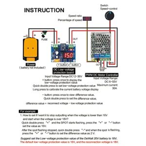 IRONFACE Upgrade Power Wheels Battery Adapter with Speed Controller Kit and Low-Voltage Protection Borad for DeWalt 18V 20V Battery DW DIY Project (2nd Version)