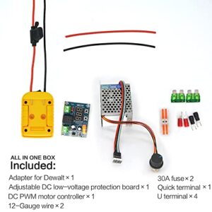 IRONFACE Upgrade Power Wheels Battery Adapter with Speed Controller Kit and Low-Voltage Protection Borad for DeWalt 18V 20V Battery DW DIY Project (2nd Version)