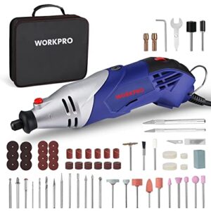 workpro rotary tool kit, 6 variable speed, engraver, sander, and polisher with 141pcs accessories - perfect for grinding, cutting, wood carving, sanding, and engraving