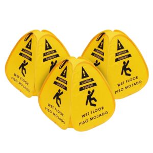 3 pack pop-up caution wet floor sign 16in for restaurant, commercial and industrial safety