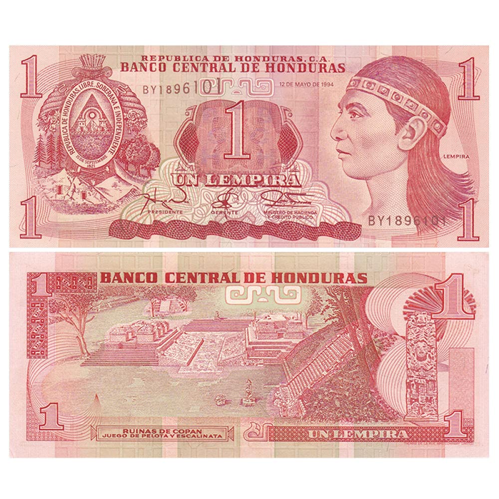 Banknotes Collection-[Americas] Honduras 1 Lombel Banknotes Foreign Memorial Coin 1994 P-76 Currency, Not in Circulation or has exited The Market