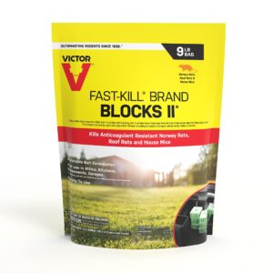 Victor M909 Fast-Kill Mouse & Rat Poison Rodenticide Bait Blocks Killer - Kills Roof Rats, Anticoagulant Resistant Norway Rats, and House Mice - 9 lb