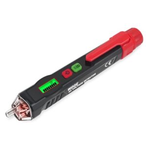 wgge ac voltage tester/non-contact voltage tester with dual range ac 12v-1000v/48v-1000v, electrical pen with lcd display and flashlight buzzer alarm, detect wire breakpoint, live/null wire tester
