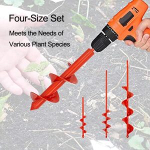 MAXCCINO Auger Drill Bit for Planting Set of 4, Garden Ground Earth Spiral Drill Bit for 3/8" Hex Drive Drill, for Post Hole Digger Bulb Bedding Digging Plant Rapid Planter