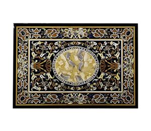 48" x 30" inch black marble dining table/coffee table italian pietra dura design outdoor indoor table, office table, conference table