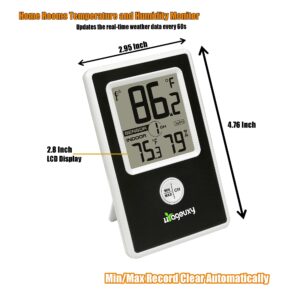 Urageuxy Digital Indoor Temperature Monitor Wireless Outdoor Thermometer Sensor up to 300ft 24H Min Max Records Ideal for Patio Garden Room