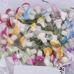 ULTNICE 60pcs Mini Foam Mushroom Miniature Figurines Cake Toppers for DIY Fairy Garden Micro Landscape Flower Pot Bonsai Dollhouse Ornament