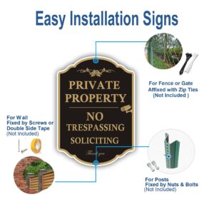 Private Property Sign No Trespassing Sign, No Soliciting Signs, CCTV IP Camera Video Surveillance Warning Metal Signs, 14 x 10 Inches Rust Free Aluminum Metal Sign, 1 Pack
