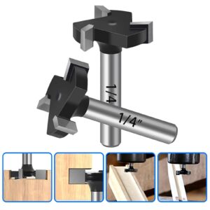 CNC Spoilboard Surfacing Router Bits, 1/4“ Shank 1” Cutting Diameter Dado and Planer Router Bits Spoilboard Cutter with Removable Inserts, Carbide Tipped Slab Flattening bit for Woodworking