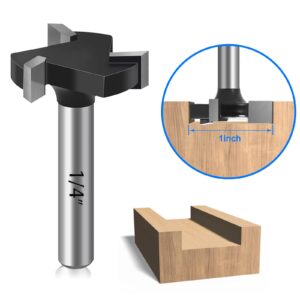 CNC Spoilboard Surfacing Router Bits, 1/4“ Shank 1” Cutting Diameter Dado and Planer Router Bits Spoilboard Cutter with Removable Inserts, Carbide Tipped Slab Flattening bit for Woodworking