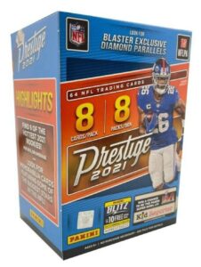 2021 panini prestige nfl football blaster box (64 cards/bx) look for blaster exclusive diamond parallel and memorbilia cards
