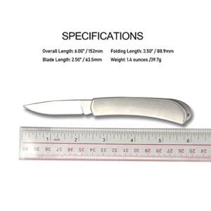 GAJING 2PCS Portable Folding Knife 42 gram With Mirror Polished Stainless Steel Cutter Blade Metallic Color Handle for Cutting Rope,Paper and Boxes For Men in Handbag