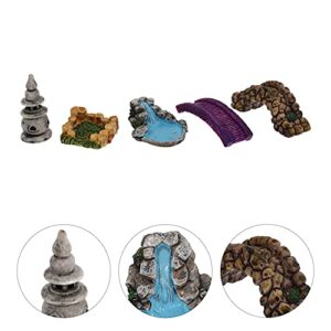 Cabilock 5pcs Resin Scene Decoration Miniature Bridge Miniature Ornaments Miniature Fairy Tower Fairy Miniature Tower Bridge Mini Bridge Figurine Micro Decoration Fish Pond Glass Toolkit