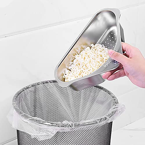 Maitexi Stainless Steel Sink Strainer Basket Triangle Sink,Triangle Sink Drainer Basket for Sink Food Strainer or Storage Rack (silver)