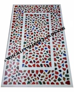 48" x 30" inch white marble dining table/coffee table italian pietra dura design outdoor indoor table, office table, conference table