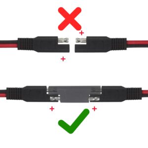 SAE Polarity Reverse Adapter Connector 2 Pin SAE Polarity Switching Adapter SAE Quick Disconnect Plug For SAE To SAE Extension Cable Solar Panel Automotive Battery Maintainer Power Charger (2 pack)