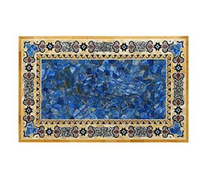 48" x 30" inch black marble dining table/coffee table lapis lazuli italian pietra dura design outdoor indoor table, office table, conference table