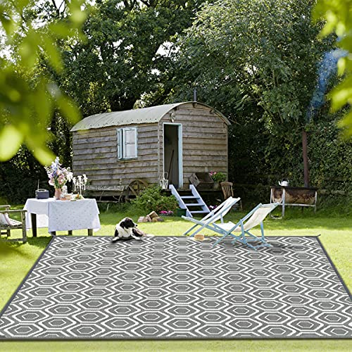 fifame Outdoor Camping Rug Patios Clearance Plastic Straw Weatherproof Reversible Mats, Large Floor Mat for RV, Backyard, Deck, Picnic, Beach, Trailer, Camping