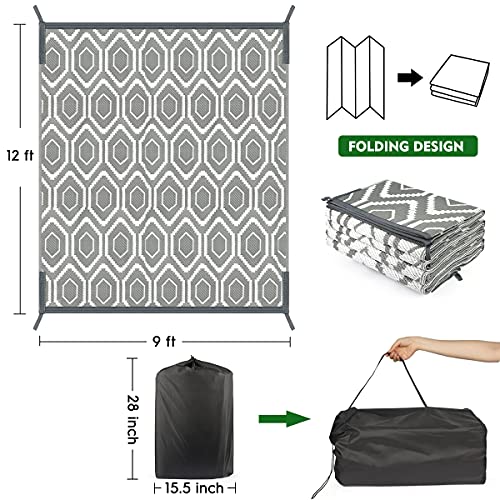 fifame Outdoor Camping Rug Patios Clearance Plastic Straw Weatherproof Reversible Mats, Large Floor Mat for RV, Backyard, Deck, Picnic, Beach, Trailer, Camping