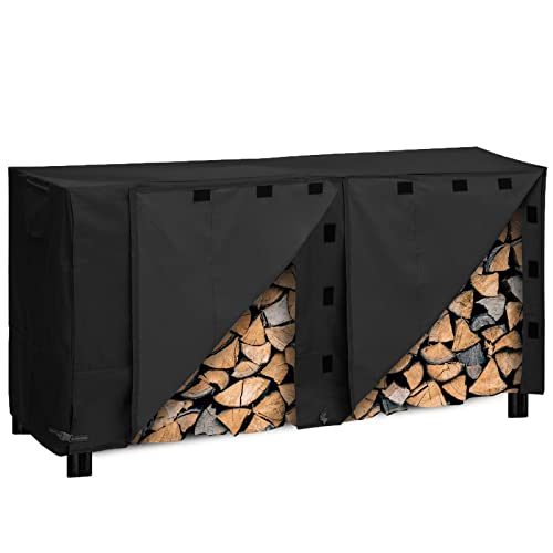 RICHIE Firewood Log Rack Covers, 8FT Waterproof All-Weather Outdoor Protection for Firewood Rack Cover 96" x 24" x 42", Black DHFLC96-BK