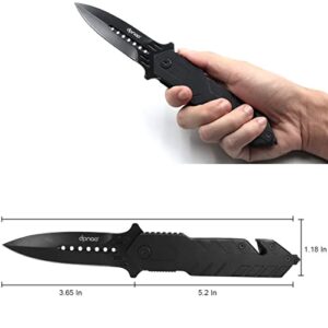 DPNAO Folding knife Portable Pocket, Liner-Lock, Clip, Seatbelt Cutter, Glass Breaker for Emergencies, EDC Outdoor Camping Hunting, Excellent Support Tool for Fishing, Etc