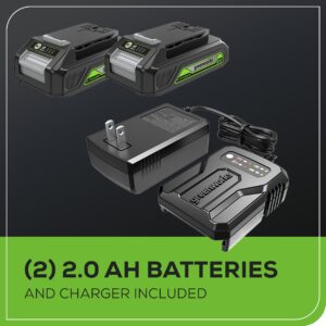 Greenworks 24V Brushless 1/4" Cordless Impact Driver, (2) 2.0Ah Batteries, Compact Charger, and Bag Included